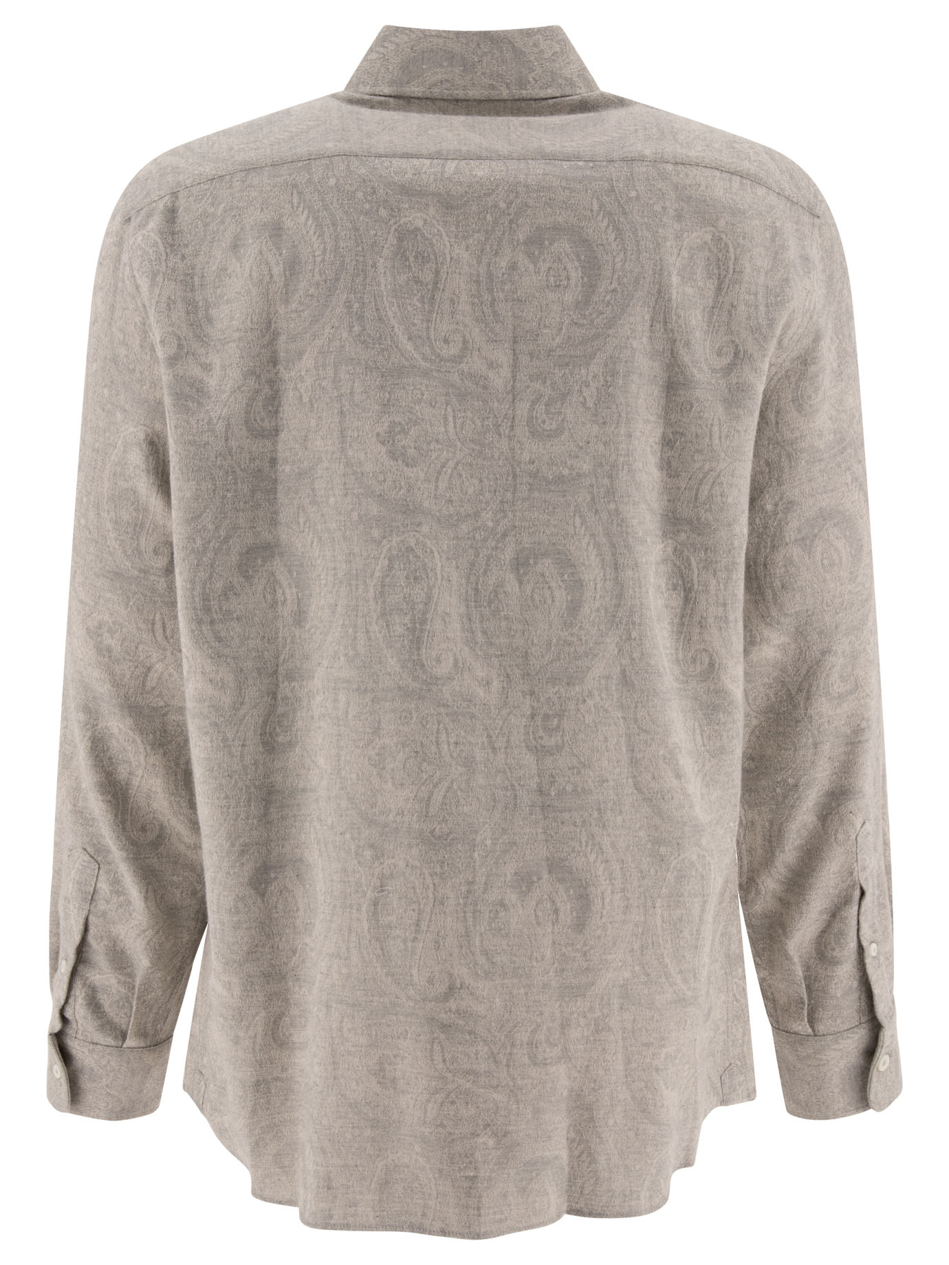 BRUNELLO CUCINELLI Grey Paisley jacquard flannel shirt